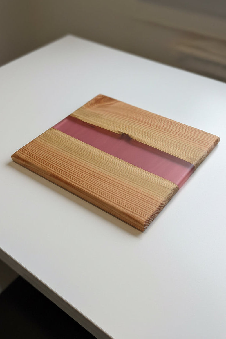 Pink Resin River Chopping Board