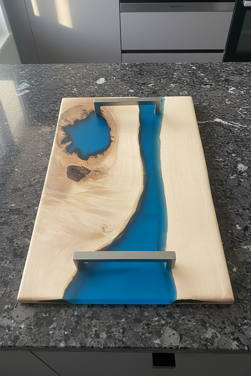 Large Blue Resin River Serving Tray