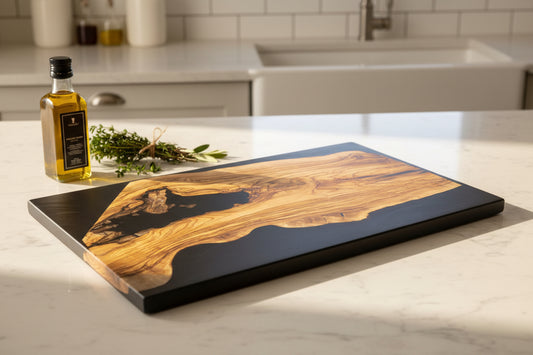 Metallic Purple and Olive Wood Chopping Board