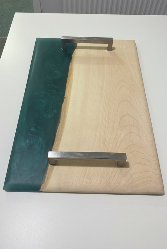 Large Green Resin Edge Serving Tray