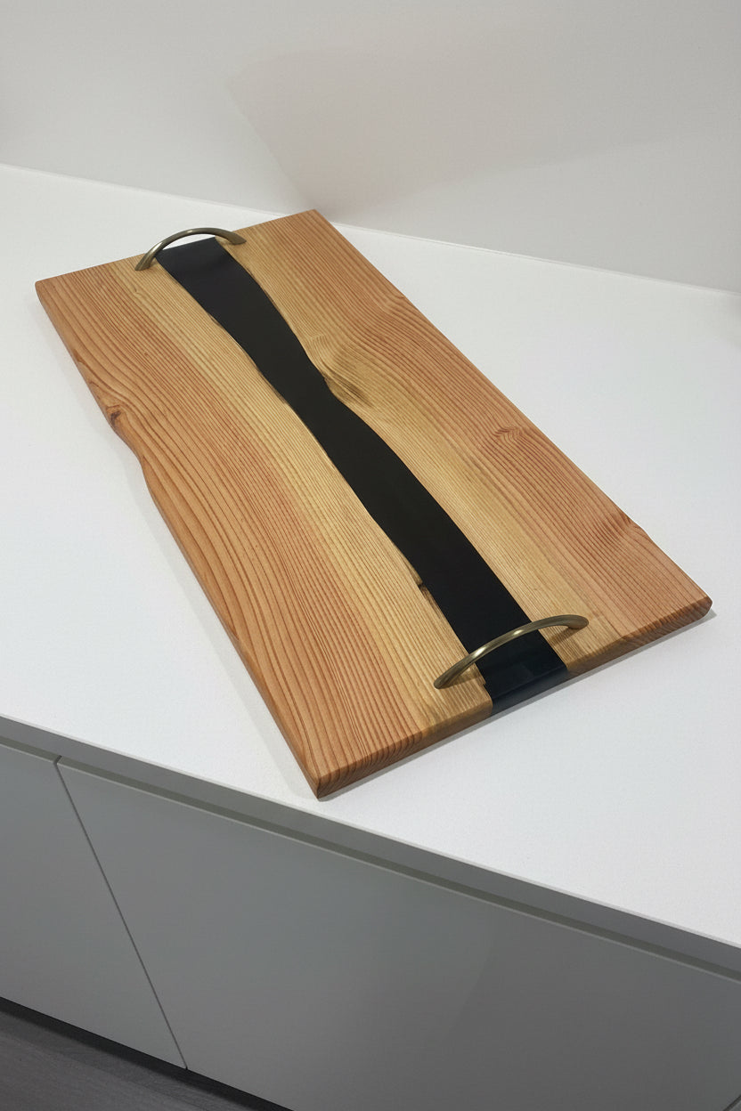 Black Resin River Serving Tray