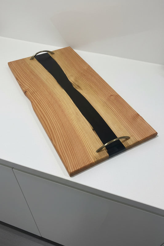 Black Resin River Serving Tray
