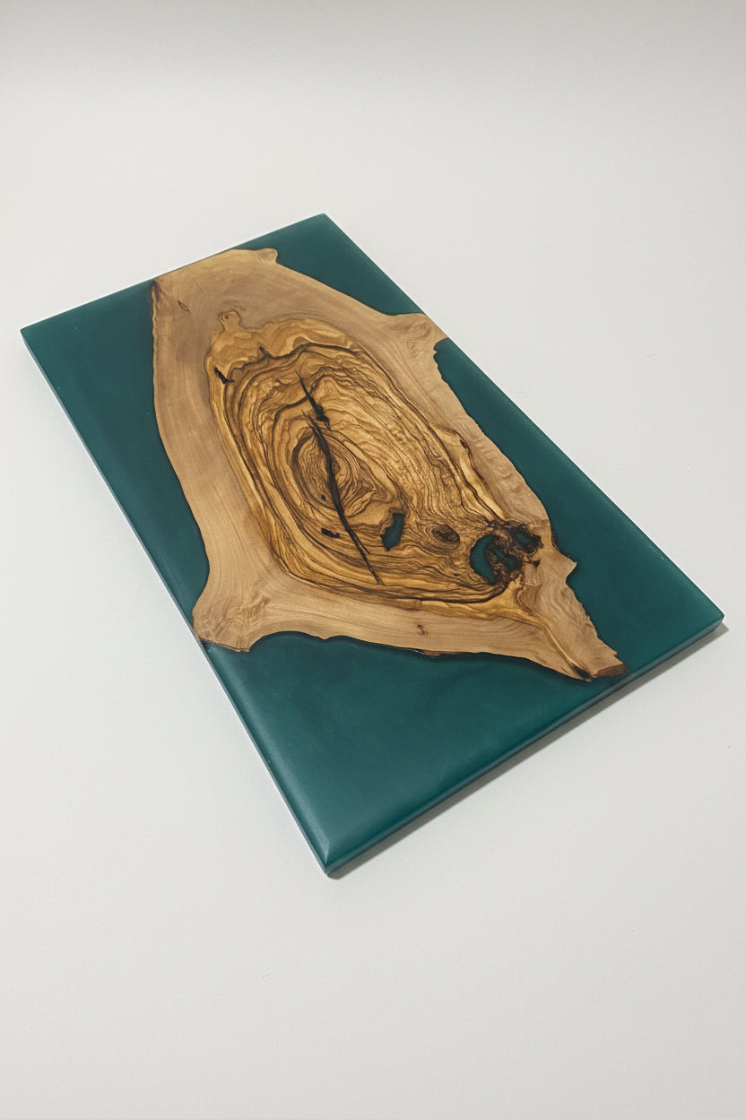 Green Resin Olive Wood Chopping Board