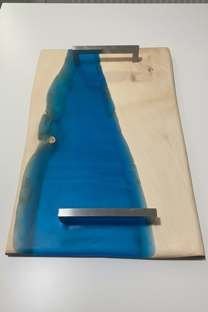 Large Blue Resin River Serving Tray
