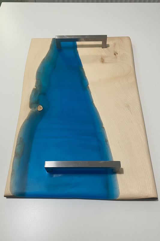 Large Blue Resin River Serving Tray
