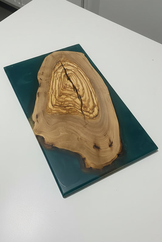 Green Resin Olive Wood Chopping Board