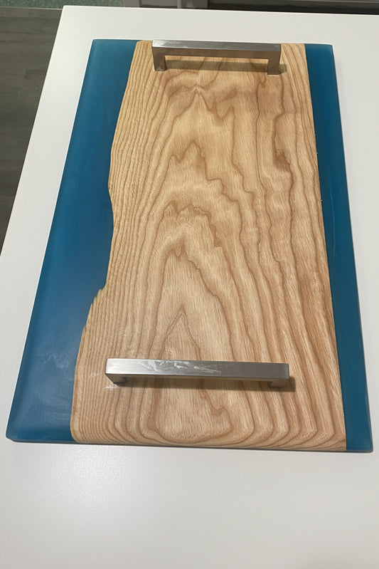 Large Blue Resin Edge Serving Tray